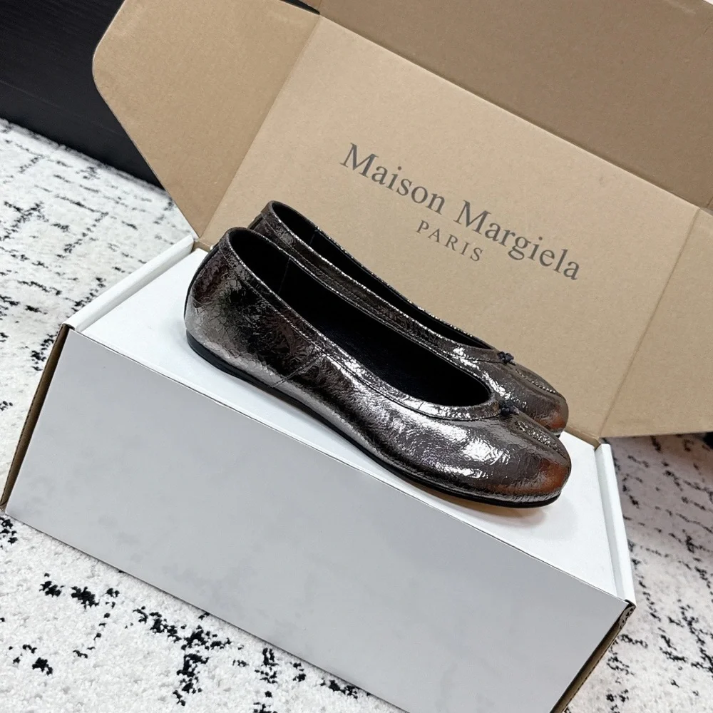 Maison Martin Margiela Metallic Bronze Tabi Leather Flats